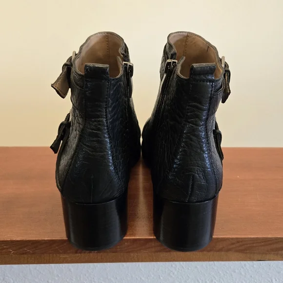 Fits 8 - Black Buckle Ankle Boots - Picture 3 of 5